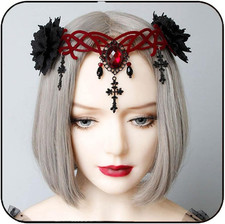 Vampire Headpiece Floral Gothic Crown Headband Halloween Vampire Costume Accesso