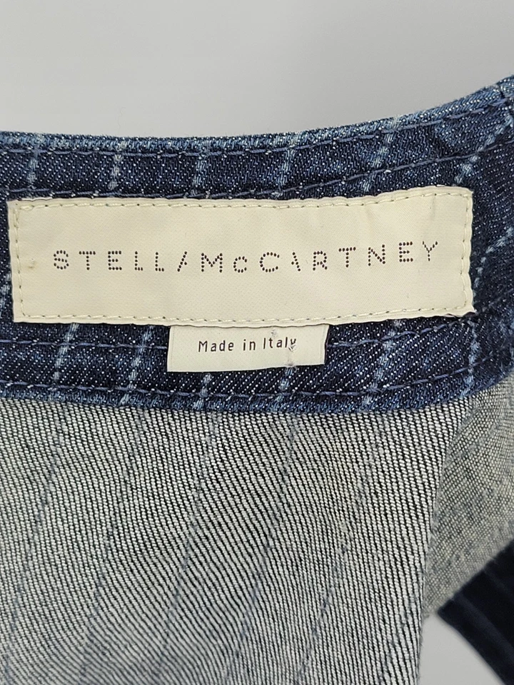 Stella McCartney платье женщин 44 синий в полоску трепетать спереди дизайнер - Изображение 3 из 4