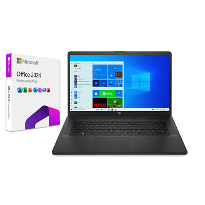 HP Laptop Intel 4-Kern 17,3 8GB RAM 2TB SSD Intel UHD Windows 11 Pro Office Pro