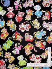 Calico Cats Kitty Cat Multicolor Black Cotton Fabric Loralie Designs By The Yard