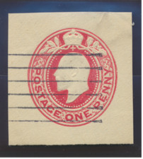Great Britain Stamp, Cut Square, Edward VII, Used, 1/2p Red, Lines Cancel
