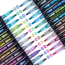 24pcs Glitter Outline Markers Metallic Pens for Kids Arts Crafts Girls Boys