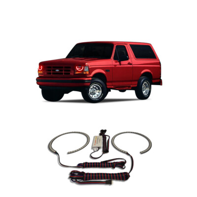Bright Red Angel Eye Headlight Halo kit for Ford Bronco 92-96
