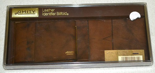 Cartera Billetera Amity Vintage Años 80, Cuero de Vaca Marrón Tostado, Cuerpo Identificador - Imagen 3 de 6