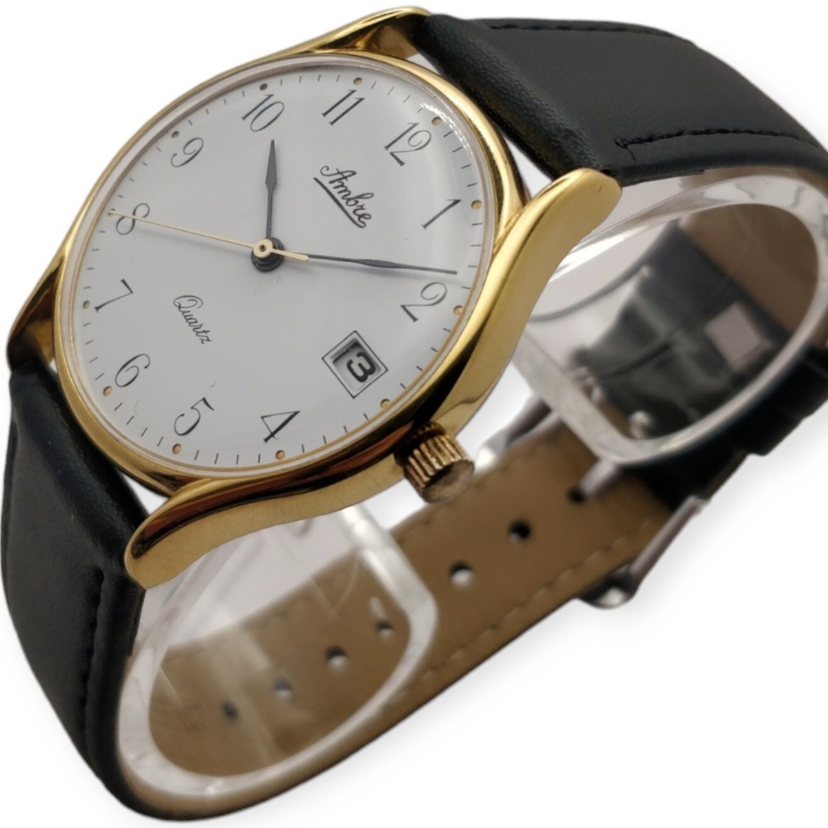 Ambre date 33mm 1980 Calibre Quartz ISA 1185 Lebrocantheure Watch