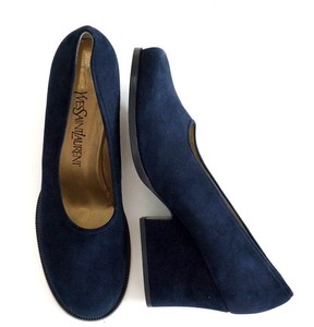 blue suede block heel