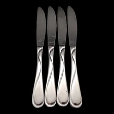 4 Hampton Silversmiths Swirl Dinner Knives - 8 3/8" Stainless Steel China Knife