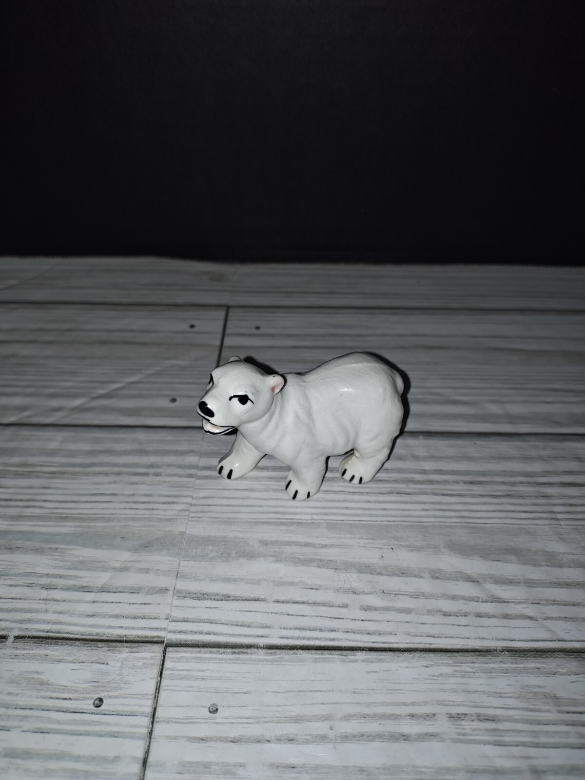 Vintage White Ceramic Mini Polar Bear Figurine Animal Decor