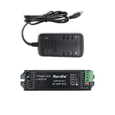 Herdio 12V3A US Power Adapter Stereo Receiver Bluetooth Amplifier Box for Home