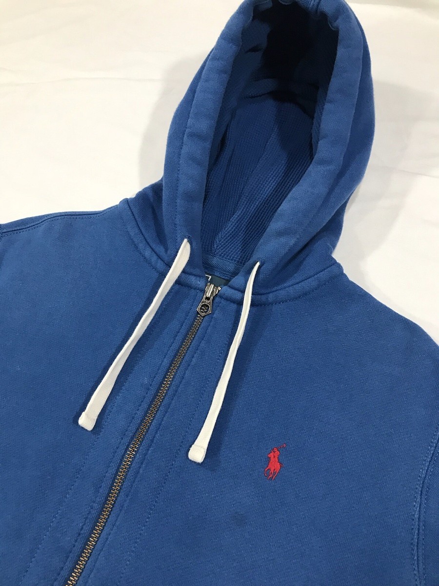 Polo Ralph Lauren Men's Large Blue Full Zip Fleece Pullover Hoodie