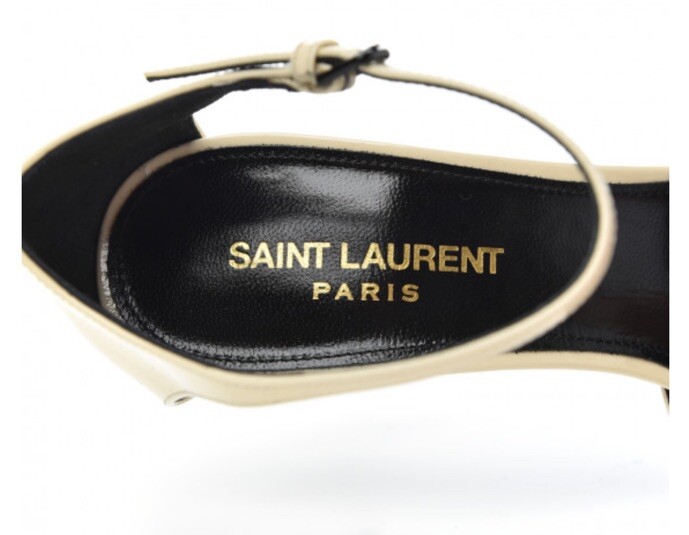 SAINT LAURENT Patent Anja 85 decolte a punta con cinturino alla caviglia 37 Coquille