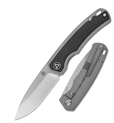 QSP Knife Puffin Folding Knife 3'' CPM S35VN 2-Tone Blade Titanium/CF Handle