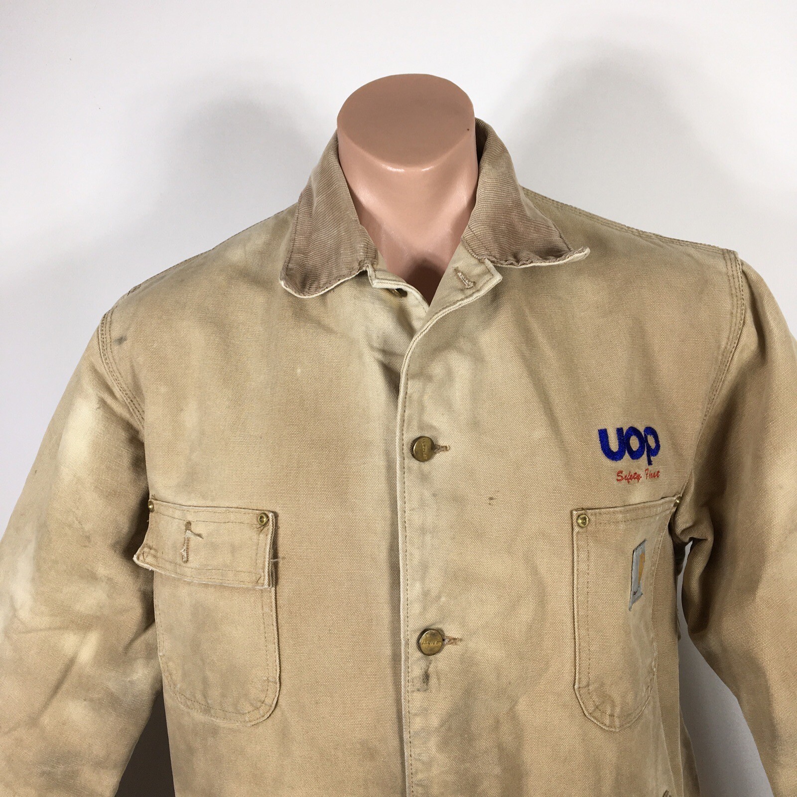 Vintage 1989 Carhartt Blanket Lined Chore Jacket 40R USA Brown Canvas UOP Saftey thumbnail 5