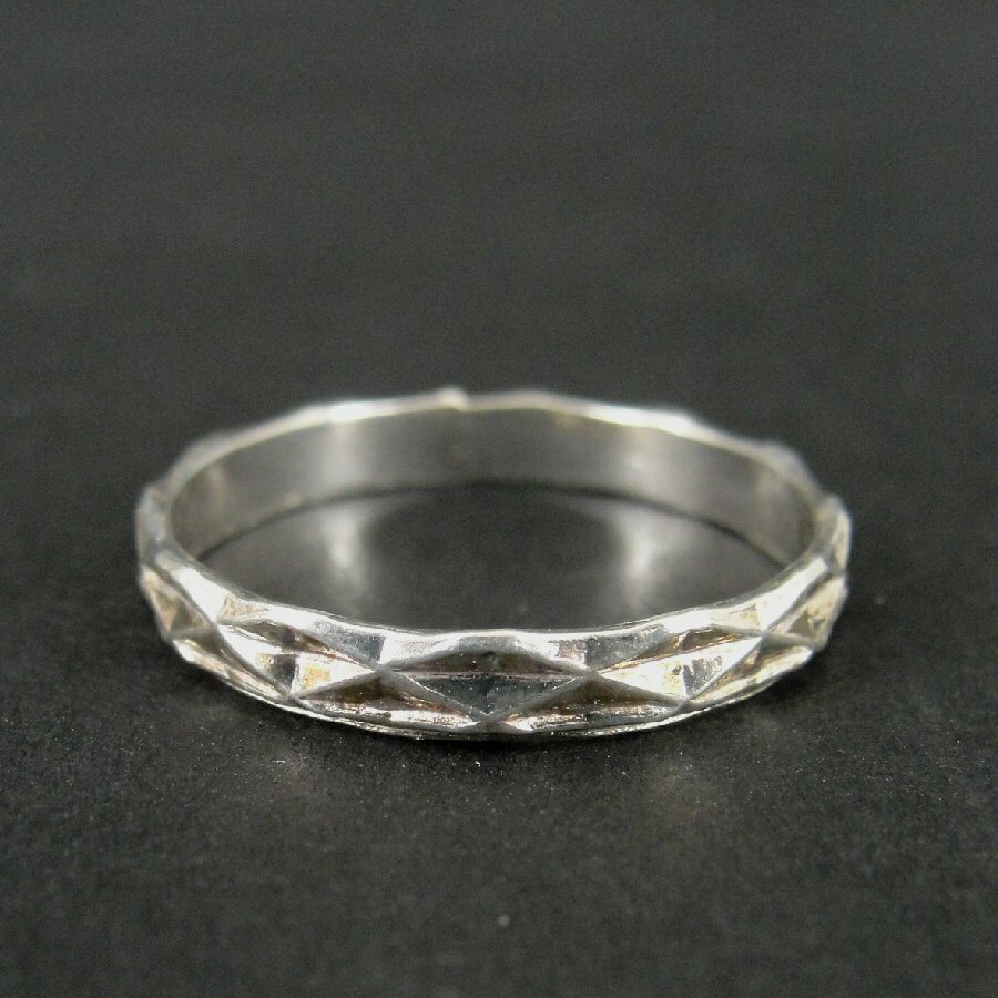 Ring Silver Band Diamond Shape X Stackable Sterli… - image 4