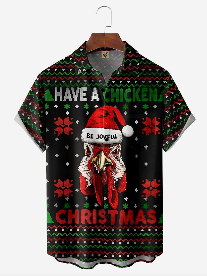 Rooster Have A Chicken Christmas Be Joyful   Hawaiian Shirt