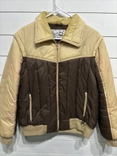 RARE Vintage Polar Bear Puffer Puffy Jacket Mens Medium Removable Sleeves! Brown