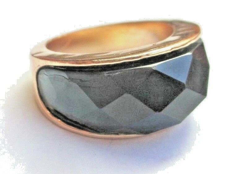 Bague Vintage Taille 55 Couleur Or à Cabochon Résine Vert – Bijou Fantaisie Occasion, Vérifiée Et Réparable