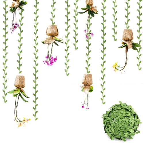 DIY Crafts Leaf Ribbon Artificial Vine Wreaths for Outdoor Willow Garland Green - Bild 15 von 20