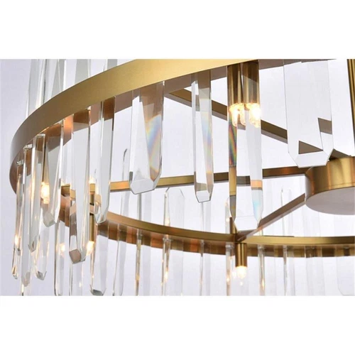 Elegant Lighting Serena 36" Round Iron and Crystal Chandelier in Satin Gold - Picture 5 of 8