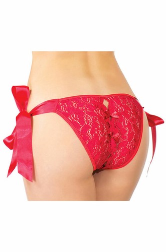 Panties Dentelle Red Knot Ribbon Sexy New T36-38-40 - Picture 2 of 2