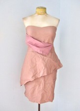 Lovely Day rose pink strapless bustier club dress stretchy bodycon drape front L