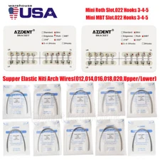 AZDENT Orthodontic Dental Bracket Braces 022 / Super Elastic Niti Arch Wires
