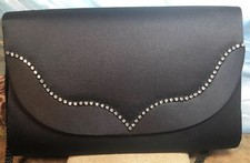 la Regale vintage clutch black satin purse jeweled Excellent Used Condition