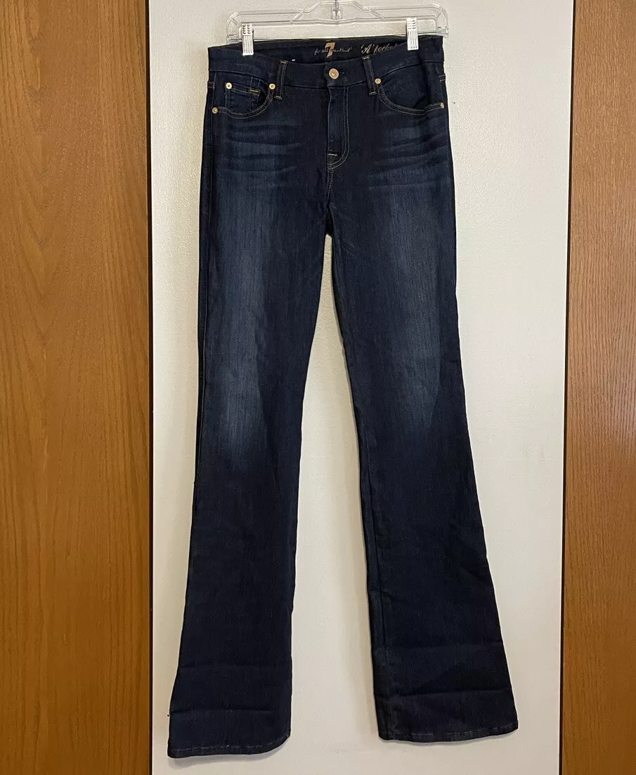 7 For All Mankind A Pocket Flare Wide Leg Darker Wash Jeans Womens Size 29