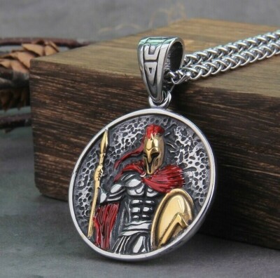 Spartan Warrior Shield helmet Necklace Warrior pendant Men spartan jewelry Gift