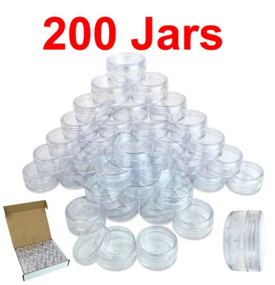 BEAUTICOM 200 Packs 10 Gram/10ML High Quality Cream Cosmetic Sample Clear Jar Containers