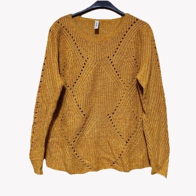 Multiblu Damen Pullover Strick Strickpulli L Langarm gelb