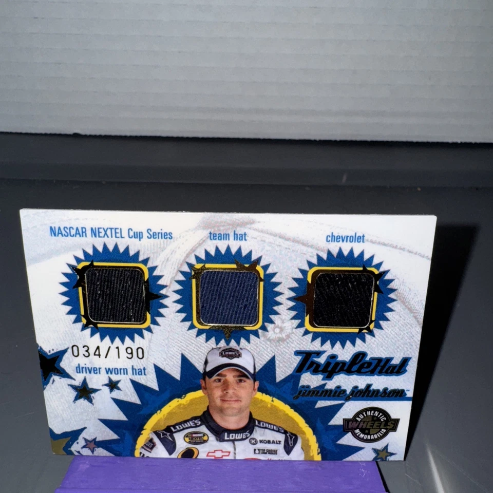 2005 Wheels Authentic Memorabilia Triple Hat Jimmie Johnson #34 Of 190 - Image 3 of 4
