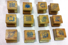 Lot of 12 Assorted Mounted Rubber Stamps: Mom Valentines Christmas Fish