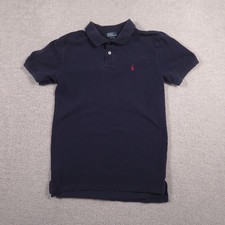 Polo Ralph Lauren Polo Shirt Youth Large 14-16 Navy Blue Red Pony Logo Cotton