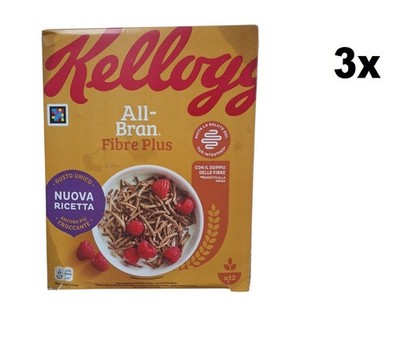 3x Kellogg's All-Bran Fibre Plus Beschädigte Verpackung, Inhalt intakt