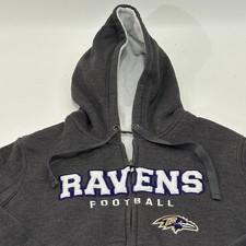 Baltimore Ravens Men's Hoodie Charcoal Full Zip Fleece Size M
