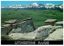Vintage Postcard Livingstone Range Alberta Hoodoos and Mountains