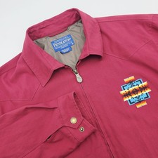 Pendleton Jacket Men XL Burgundy Chief Joseph Pattern Full Zip Bomber Coat Read