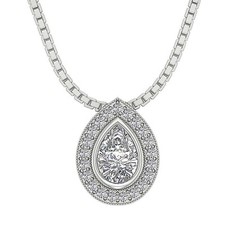 VS F Lab Grown Pear Round Diamond 1 Ct Pendant Necklace 10K Solid Gold Prong Set