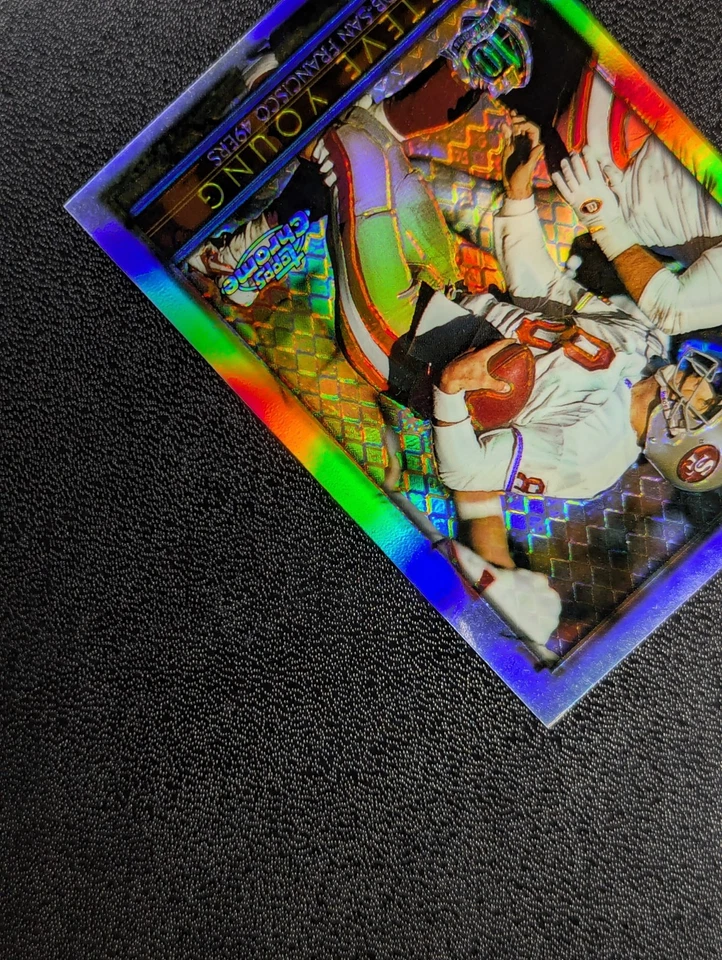 1996 Topps Chrome REFRACTOR #130 STEVE YOUNG 🔥 SHARP RARE 1:1980 SSP - Image 4 of 4