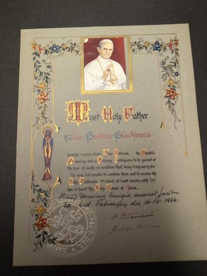 1966 Vatican Apostolic Blessing Pope Paul VI Illuminated Vellum w/ Seal