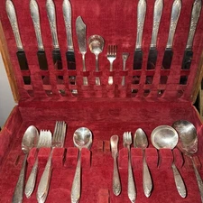 66 Piece National Silver Co.  King Edward Silver plate Flatware 1936-1951