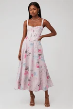 Bardot Adaline Pink Floral Corset Midi Dress Size Small US 4