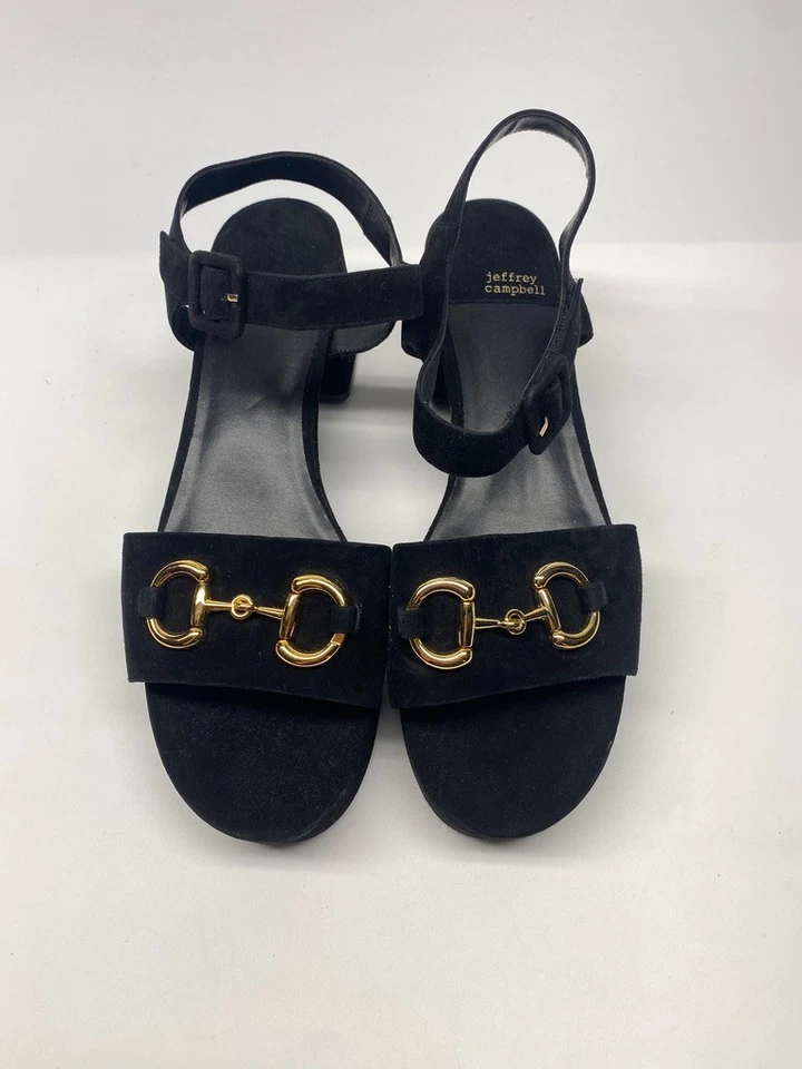 Sandalia de gamuza con tacón negro atemporal Jeffrey Campbell para mujer talla 11 Foto 2 de 4