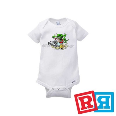 Rat Fink Hot Rod Gerber Baby Onesie  White Cotton Short Sleeve Bodysuit