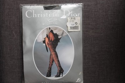 Vintage Christian Dior Medee Feinstrumpfhose Gr. 38-40 Muster Schwarz Gold Neu