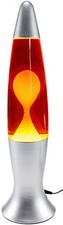 Lavalampe 40 cm - Silber Rot Gelb - Metallfuß - LED - Lavaleuchte