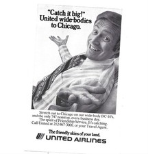 Print Ad United Airlines Wide Bodies 747 Service Chicago DC 10 Vintage 1970s