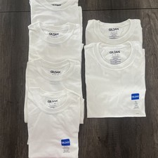 Bulk Lot 6 Gildan Unisex 100 Heavy Cotton Blank T-Shirts - White Style 2 XL 4 S