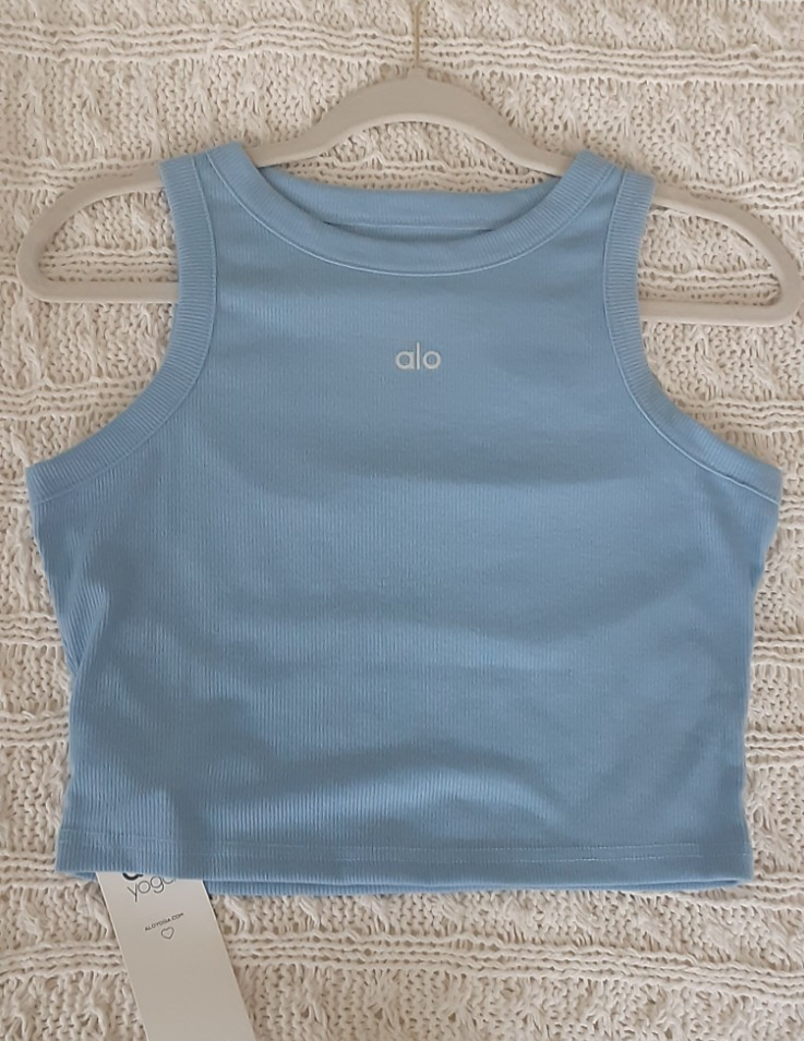 ALO Yoga Size M Blue Ribbed Tank Top NEW | eBay